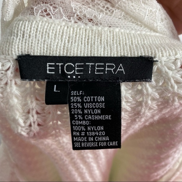 Etcetera White Sweater Large Lace Waffle Knit - Picture 6 of 6
